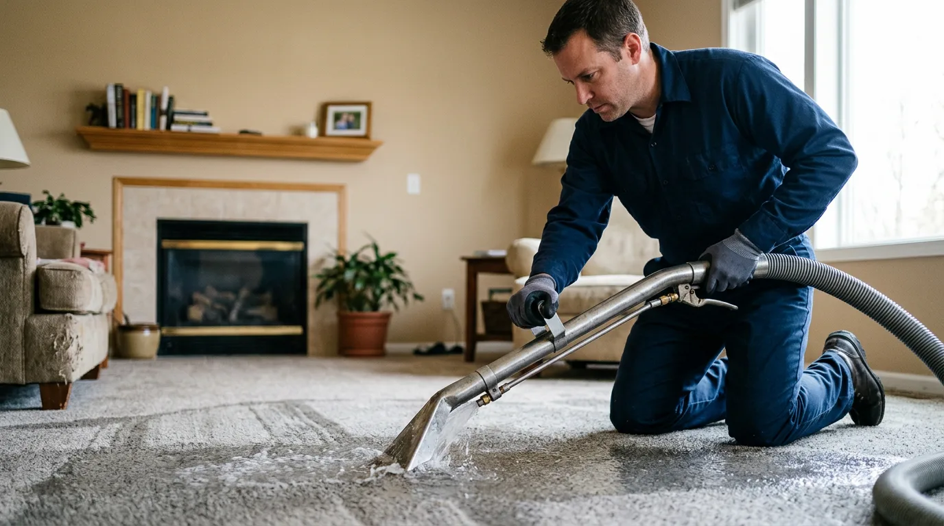 Water damage restoration technician working near Mercer, WI